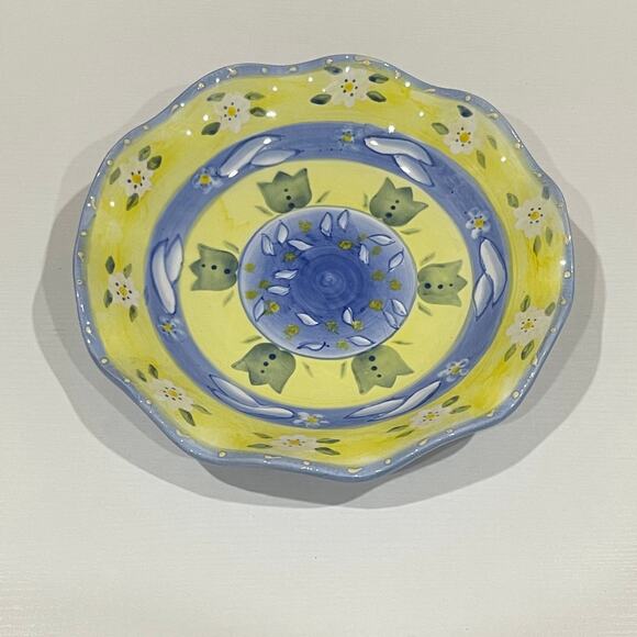 Vintage Beautiful Large Cardinal Inc Le Fleurs Bowl 13” Diameter - Picture 1 of 8